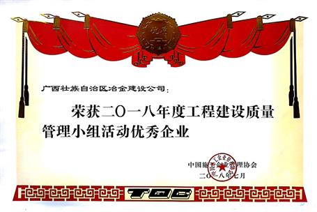 公司榮獲全國工程建設(shè)優(yōu)秀質(zhì)量管理小組活動(dòng)多項(xiàng)榮譽(yù)